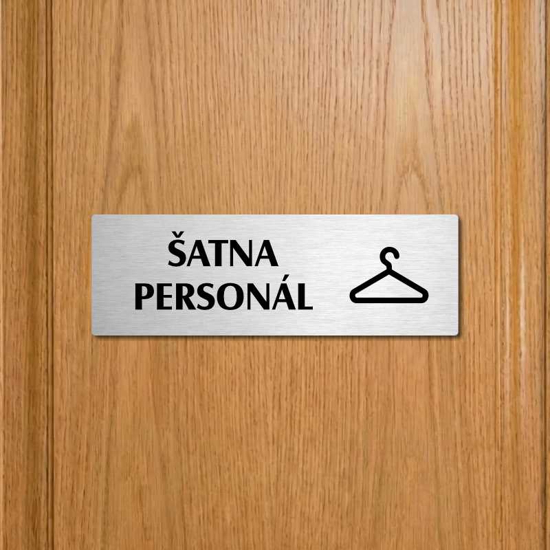 Šatna personál, 200x66mm, stříbrná popiska s ozdobou uprostřed